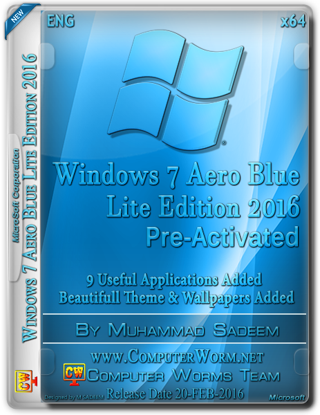 [Win] Windows 7 Aero Blue Lite Edition 2016 v2.0 (x86)-Computer Worm Windows-7-Aero-Blue-2016-x64