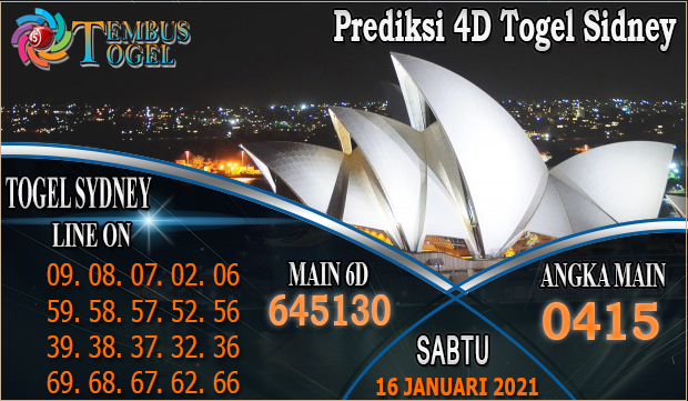 Prediksi 4D Togel Sidney Hari Sabtu 16 Januari 2021