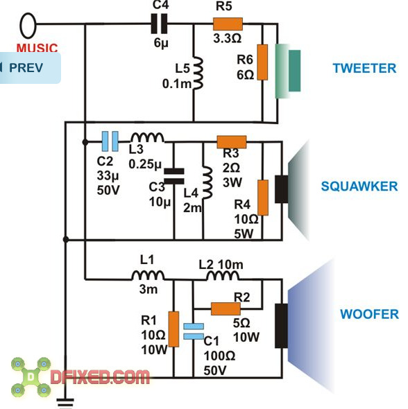 Skema rangkaian elektronik Crossover speaker 3 way Skema rangkaian elektronik Crossover speaker 3 way