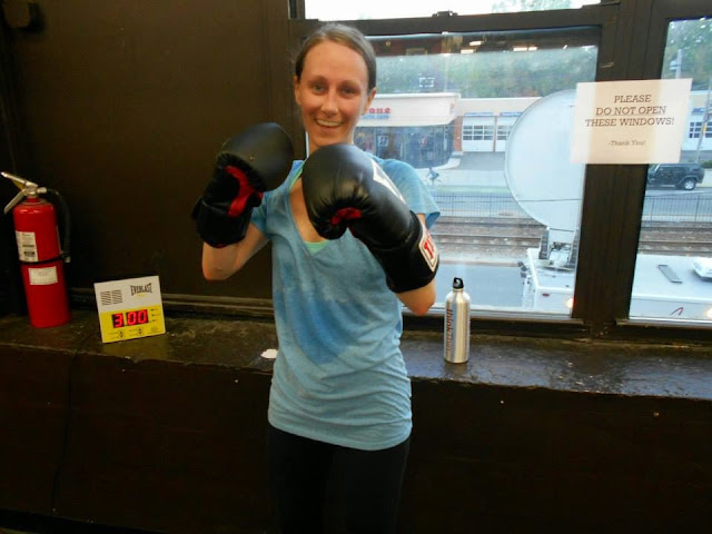 Taking a trial boxing class at The Ring Boxing Club in Boston