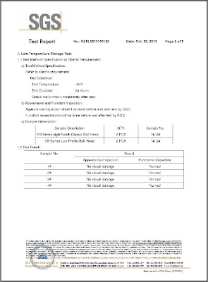 SGS Low Temp Certificate for Sunwayfoto FB and XB series page 2