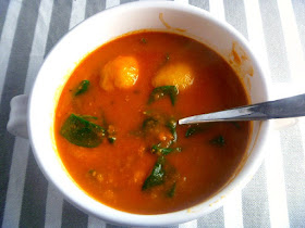 3 Ingredient Tomato Gnocchi Soup: a steamy hot bowl of delicious tomato soup loaded with plump gnocchi and a dash of spinach with only 3 ingredients! - Slide of Southern