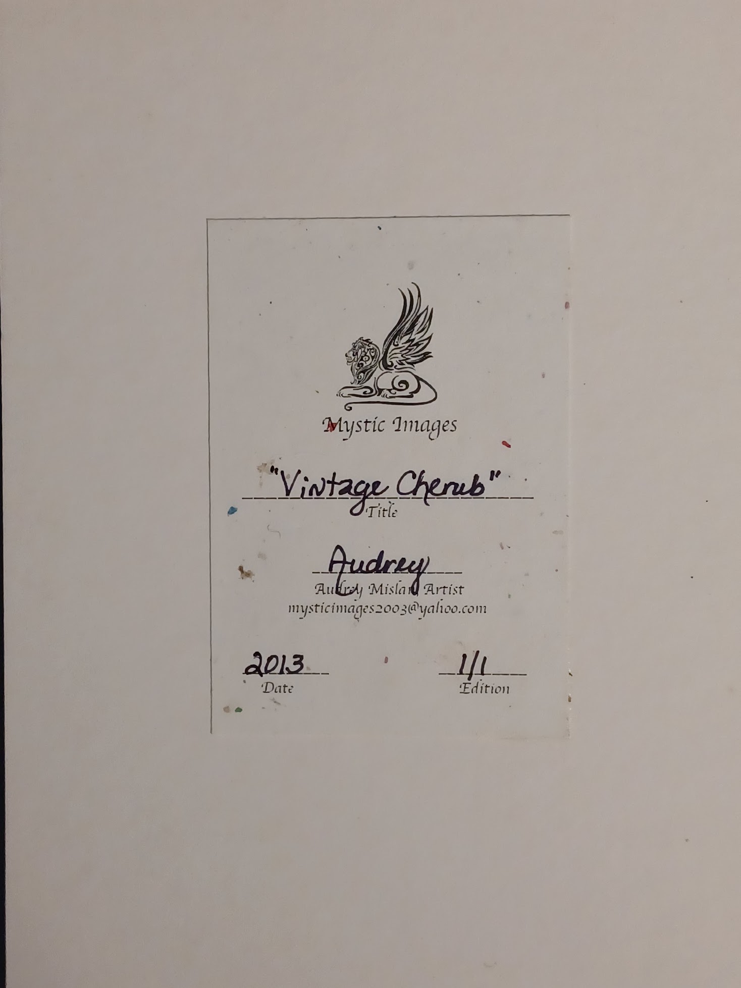 Mystic Images Cherish Vintage Cherub ACEO