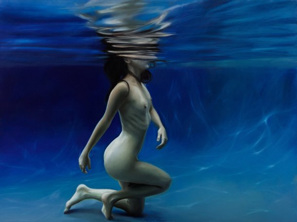 Reisha Perlmutter pinturas mulheres nuas subaquáticas água realista