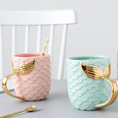 Look Mermaid Gold Tail Coffee Mug