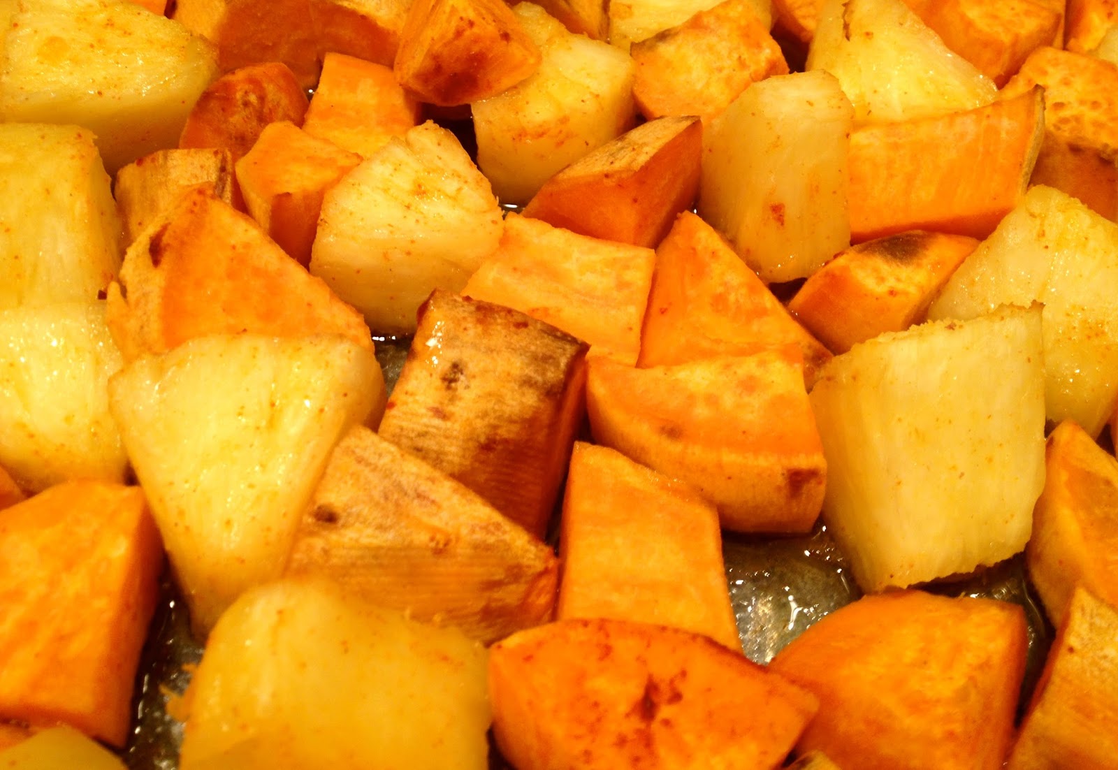 Spicy Baked Pineapple and Sweet Potatoes