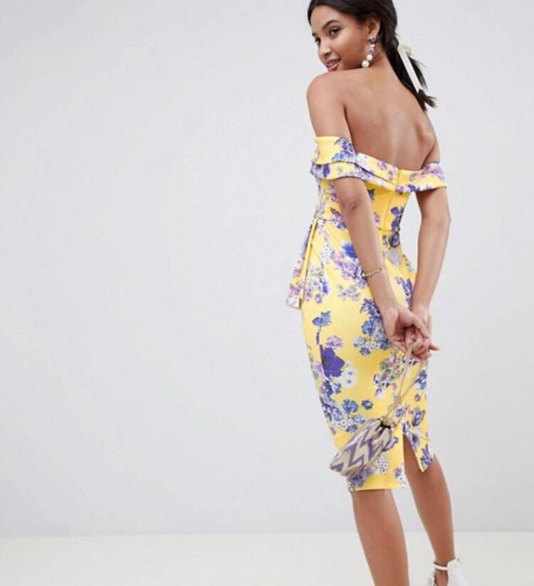 dusty blue lace ruffle detail midi dress