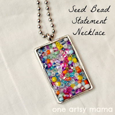 seed bead pendant necklace mod podge dimensional magic