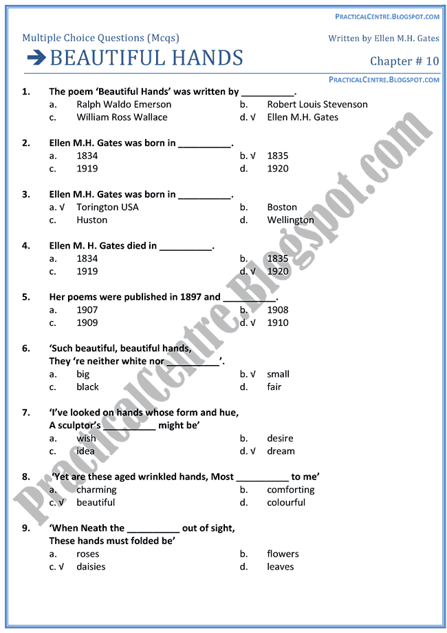 beautiful-hands-mcqs-multiple-choice-questions-english-x