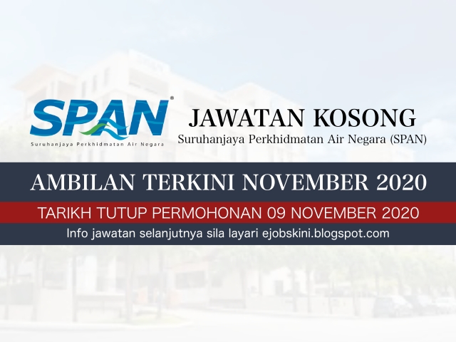 Jawatan Kosong Suruhanjaya Perkhidmatan Air Negara Span November 2020