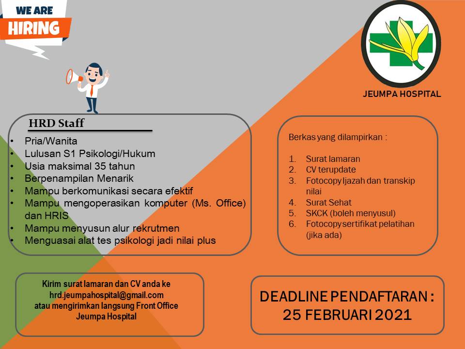 Buka Lowongan Kerja 2021 Jeumpa Hospital Bireun