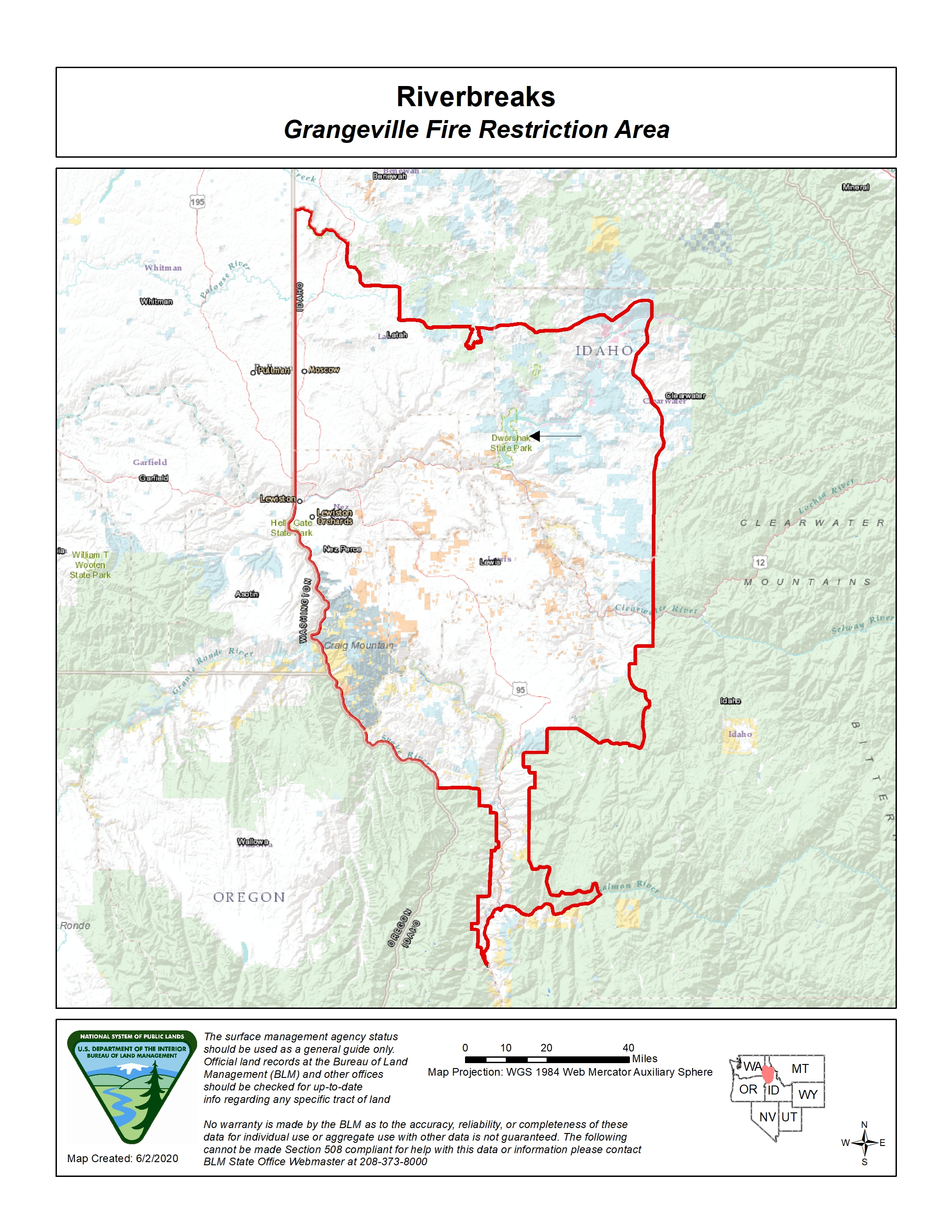 Idaho Fire Information Grangeville Fire Restrictions Area