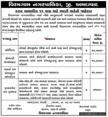  Viramgam-Nagarpalika-Recruitment-2021-9-Driver-Clerk-Other-Posts MaruGuj.in 