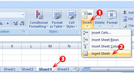 insert new sheet in ms excel