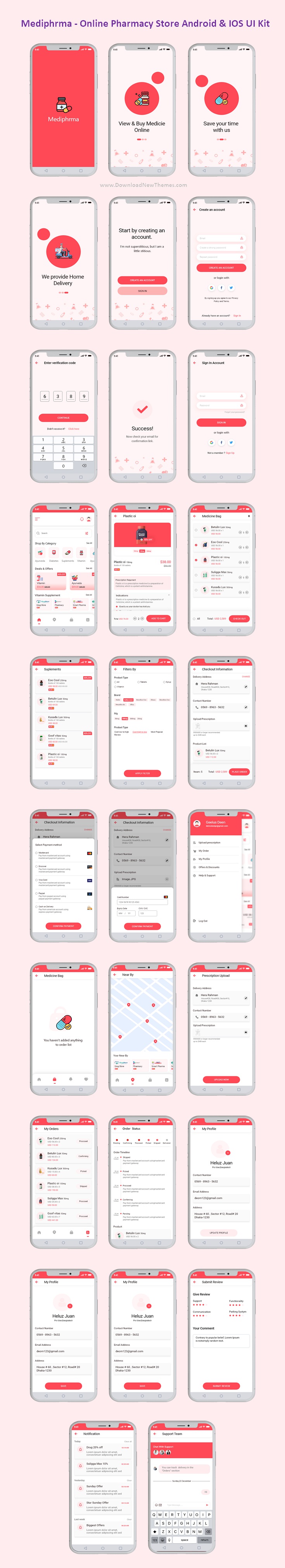 Online Pharmacy Store Android and IOS UI Kit