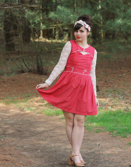 Girl in Red Polka Dot Dress Modcloth 