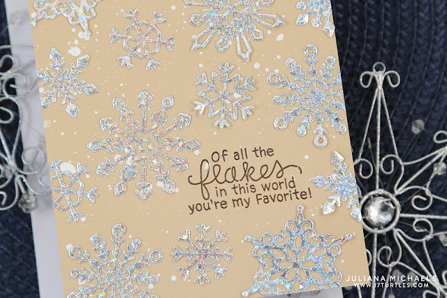 Snowflake Card by Juliana Michaels featuring No Heat Foil Technique with Die Cuts using Spellbinders Dies and Therm O Web Deco Foil