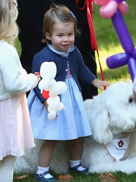 Kate Middleton wore SEE BY CHLOÉ Pointelle Knit Cotton Blend Dress. Monsoon Fleur wedges, Kiki Earrings, Acne Belt