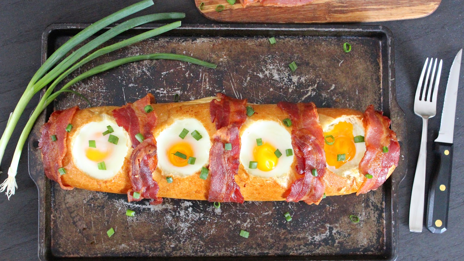 TOADS AND FRIENDS ON A LOG (EGGS AND BACON ON A LOAF) In Good Flavor