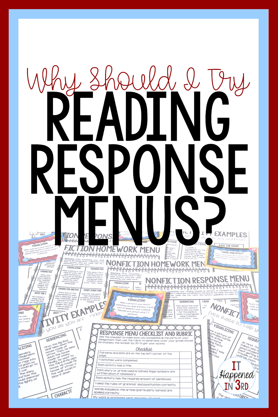 3 Reasons to Use Reading Response Menus in Your Classroom It Happened