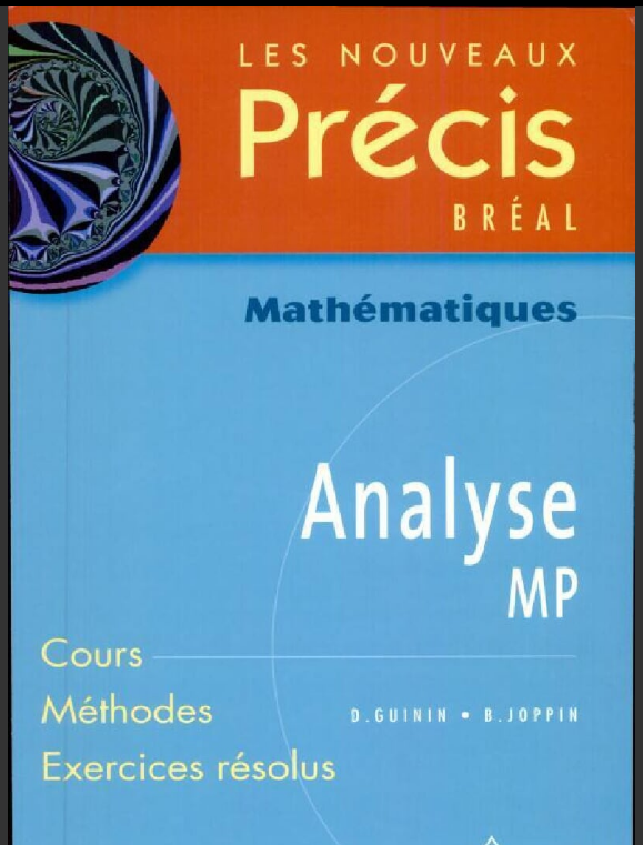 Livre précis Mathématique Analyse MP PDF  GooDPrepA