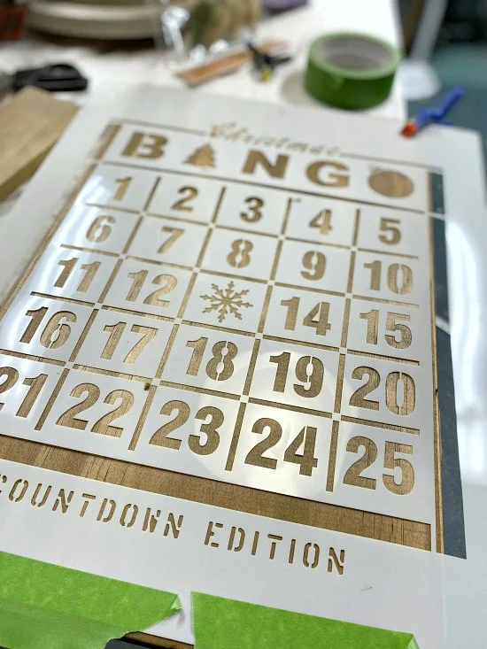 Bingo stencil on wood