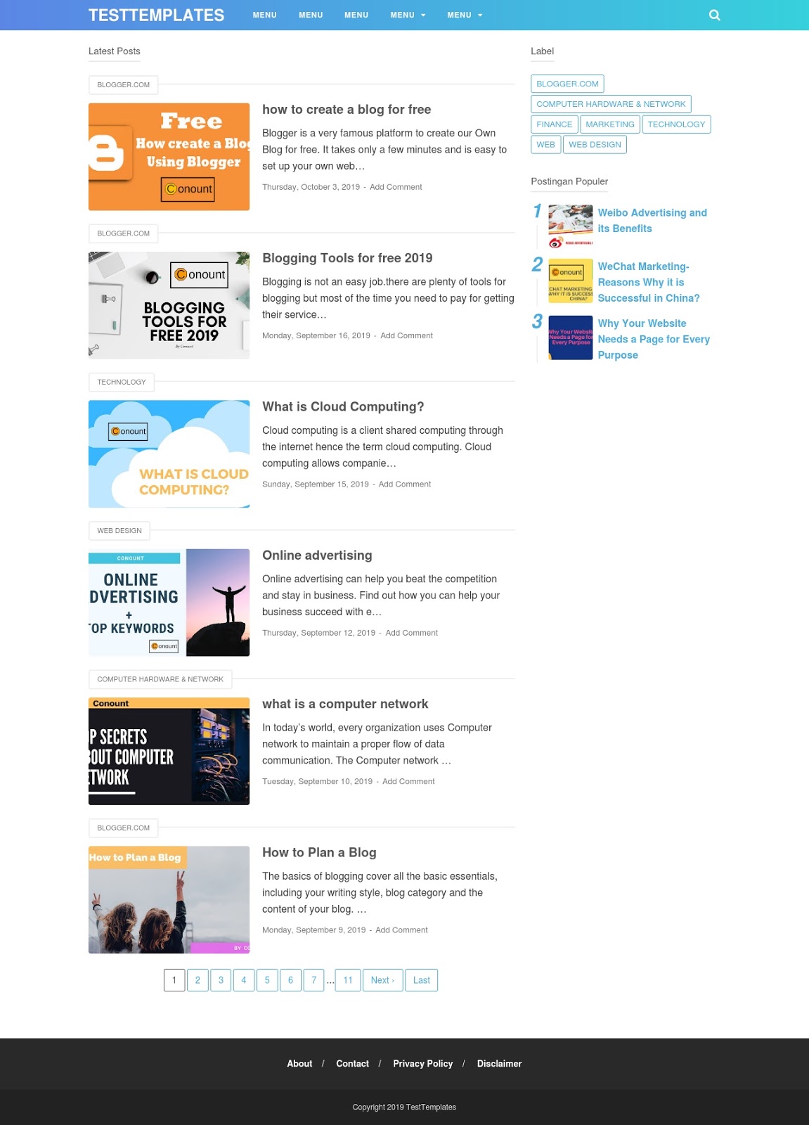 Top 6 Free Google Blogger Templates test Top 6 Free Google Blogger Templates test