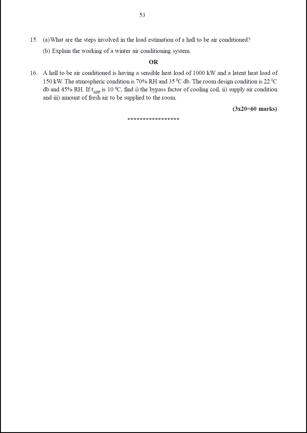 Kerala University B.Tech Refrigeration And Air Conditioning 2017