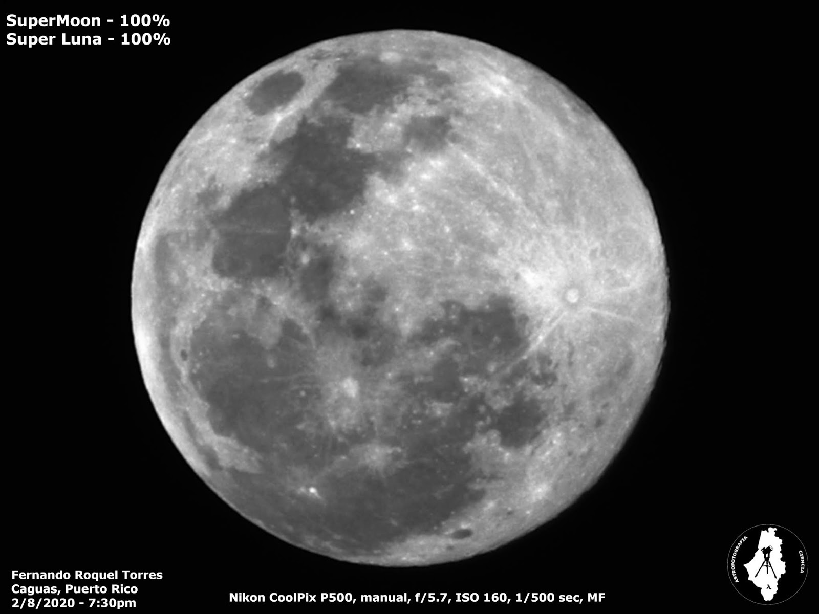 Astrofotografia y Ciencia Super Luna del 8 de Febrero del 2020