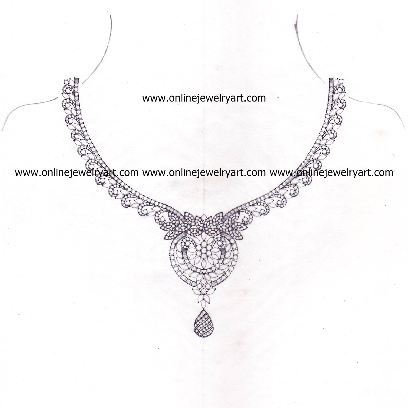 Jewellery Drawing Necklace Ring Precious Stones White Background Isolated  Sketch Stock Photo by ©AV_designer 407785648