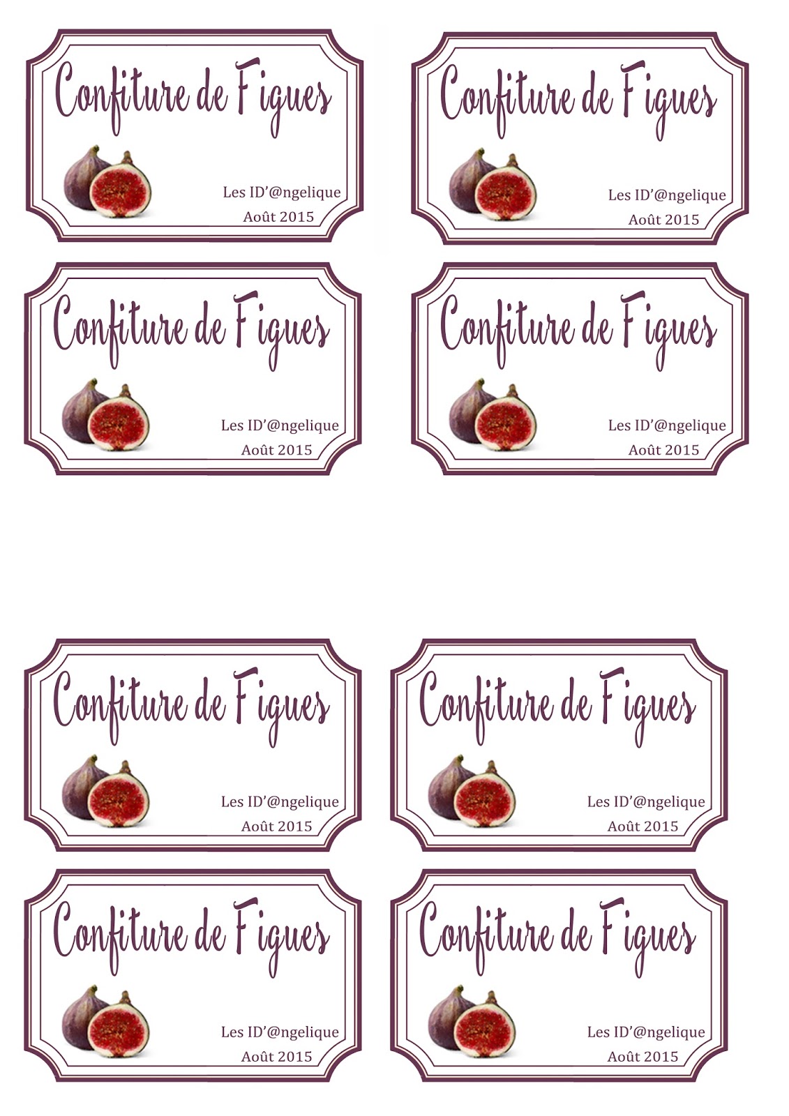 Les Idées d’Angélique Étiquette pour confiture de figues