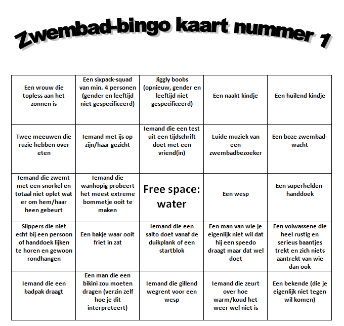Wonderbaarlijk Elisah's tussenjaar: Buitenzwembad-bingo! YU-22