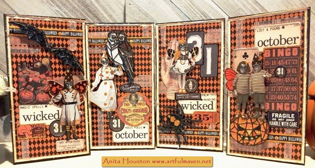 fjols skål Legepladsudstyr The Artful Maven: Collaged Sparkly Geo Halloween Cards