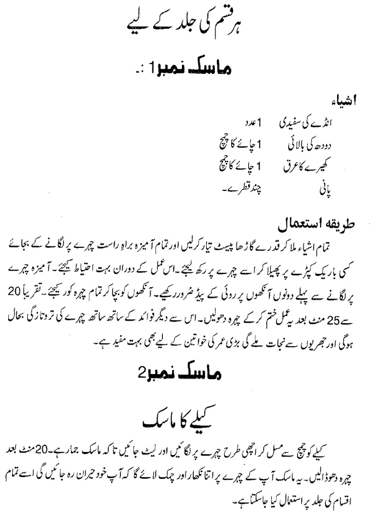 Homemade Face Mask in Urdu Health & Beauty Tips