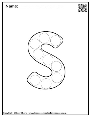 Letter S dot markers free preschool coloring pages ,learn alphabet ABC for toddlers