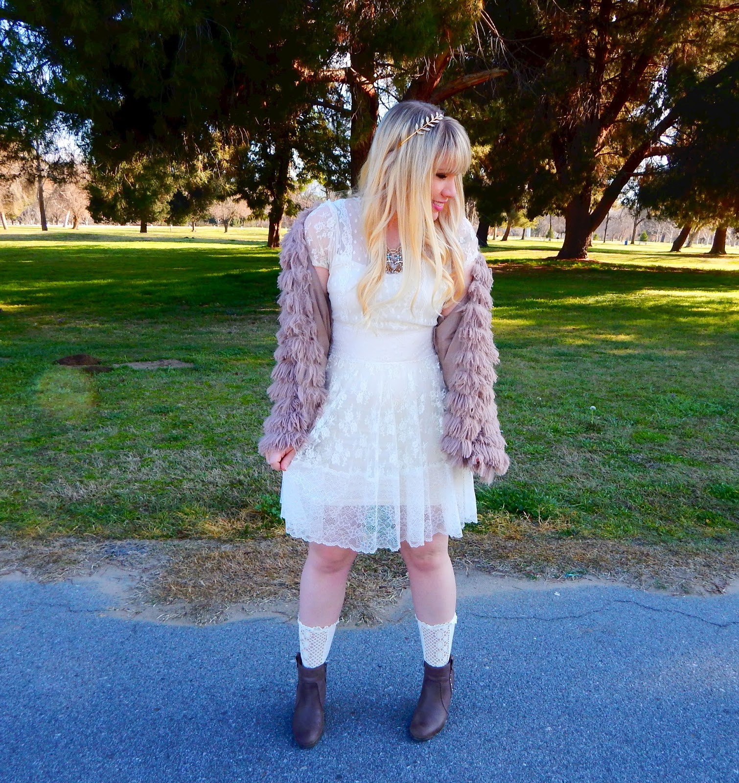 white lace dress outfit and ThredUp Review 