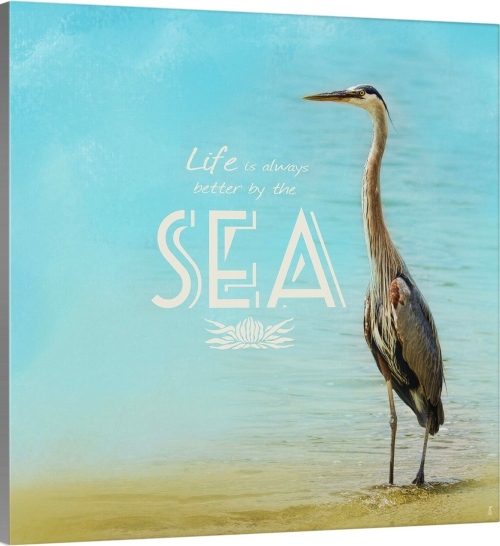 Heron Canvas Art with Sea Life Better Quote