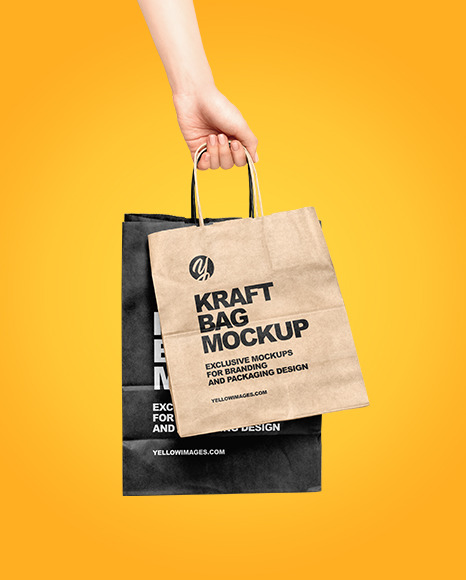 Download Hand W Two Paper Bags Mockup PSD Mockup Templates