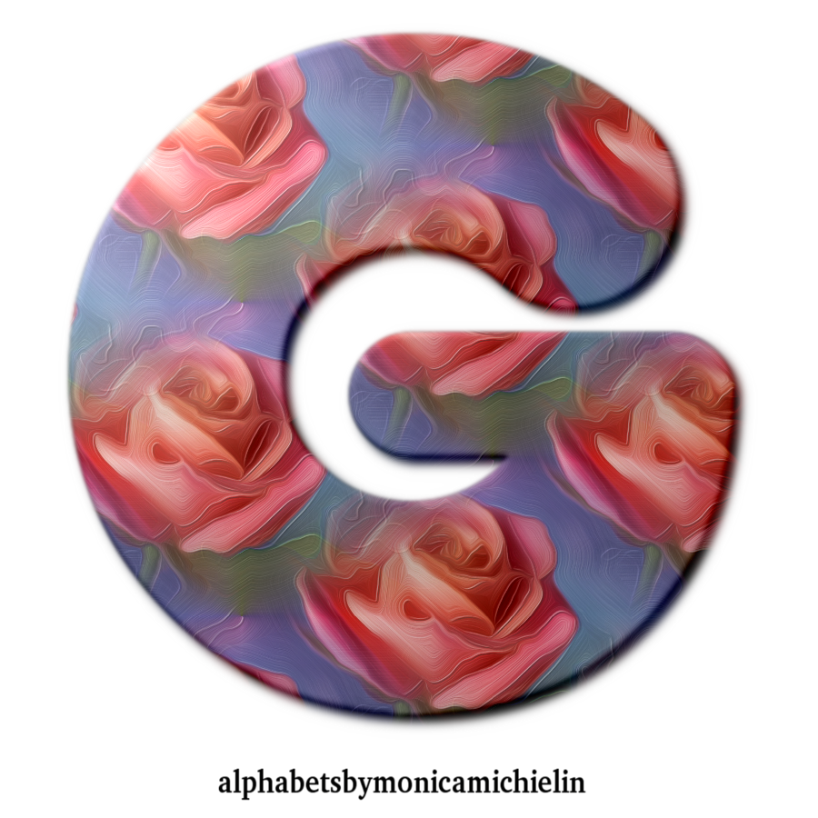 M. Michielin Alphabets: ROSES AND BLUE BACKGROUND SEAMLESS ALPHABET