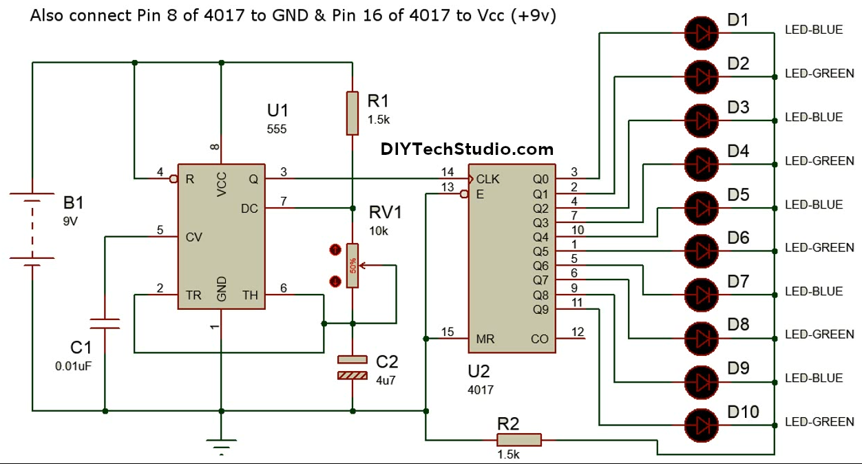 Микросхема cd4017 описание и схема включения