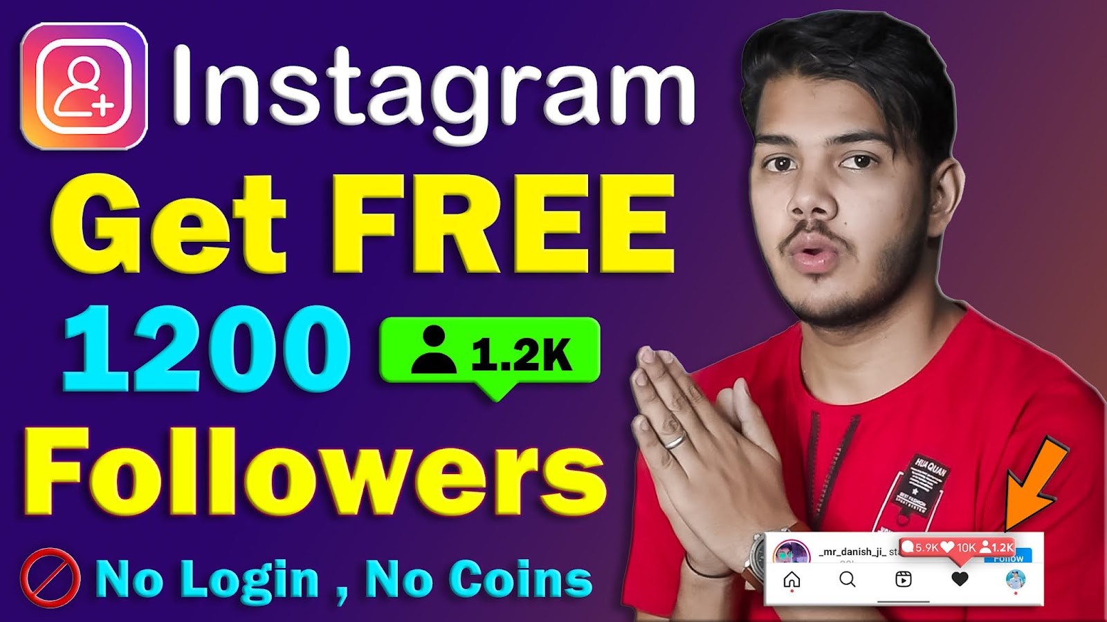 Get FREE 1200 Instagram Followers Without Login & Without Coins 2021