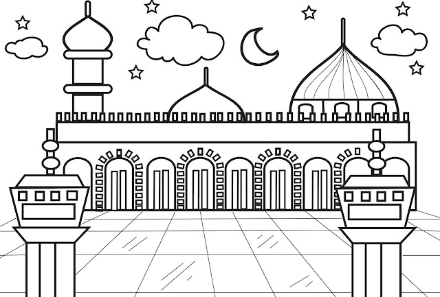 Sketsa gambar masjid