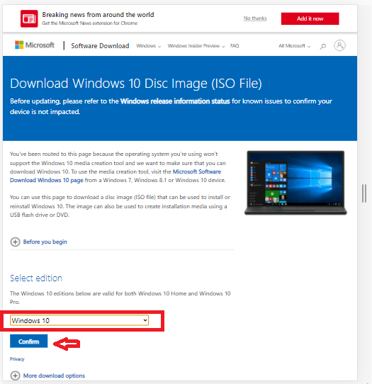 How to Download Windows 10 ISO file from Microsoft