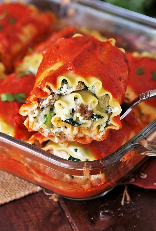 Spinach Lasagna RollUps with Sausage The Kitchen is My Playground