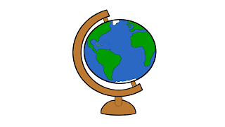 drawing of Earth on a globe