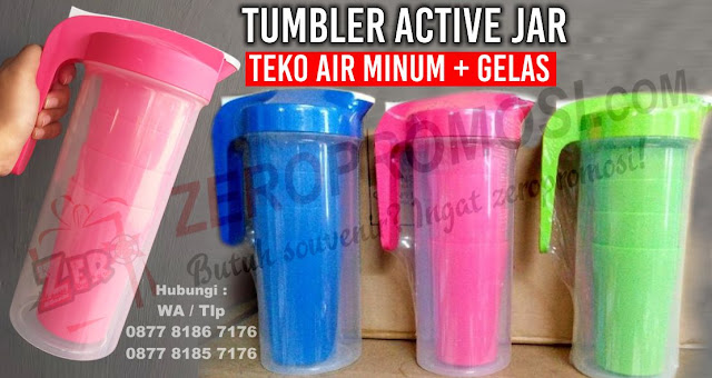 Active Jar, teko dengan bonus gelas di dalamnya, ceret ketel air minum, import murah, Teko Air Minum + Gelas 4 pcs