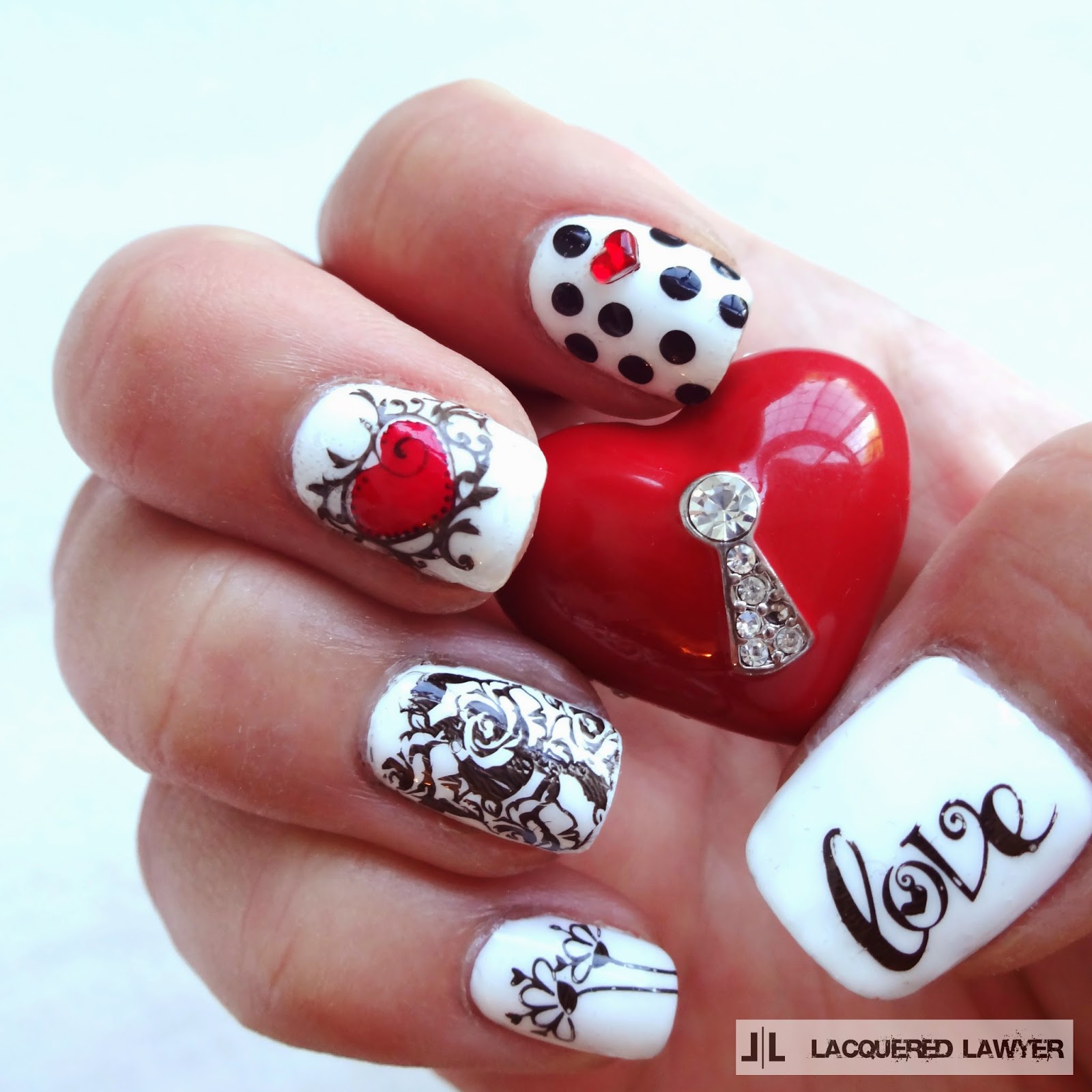 Love and Hearts Nail Art