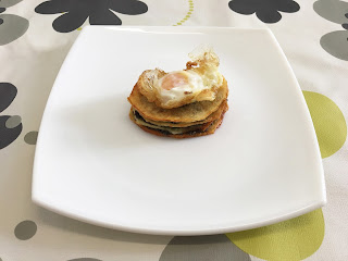 Potato, tapenade and egg millefeuilles