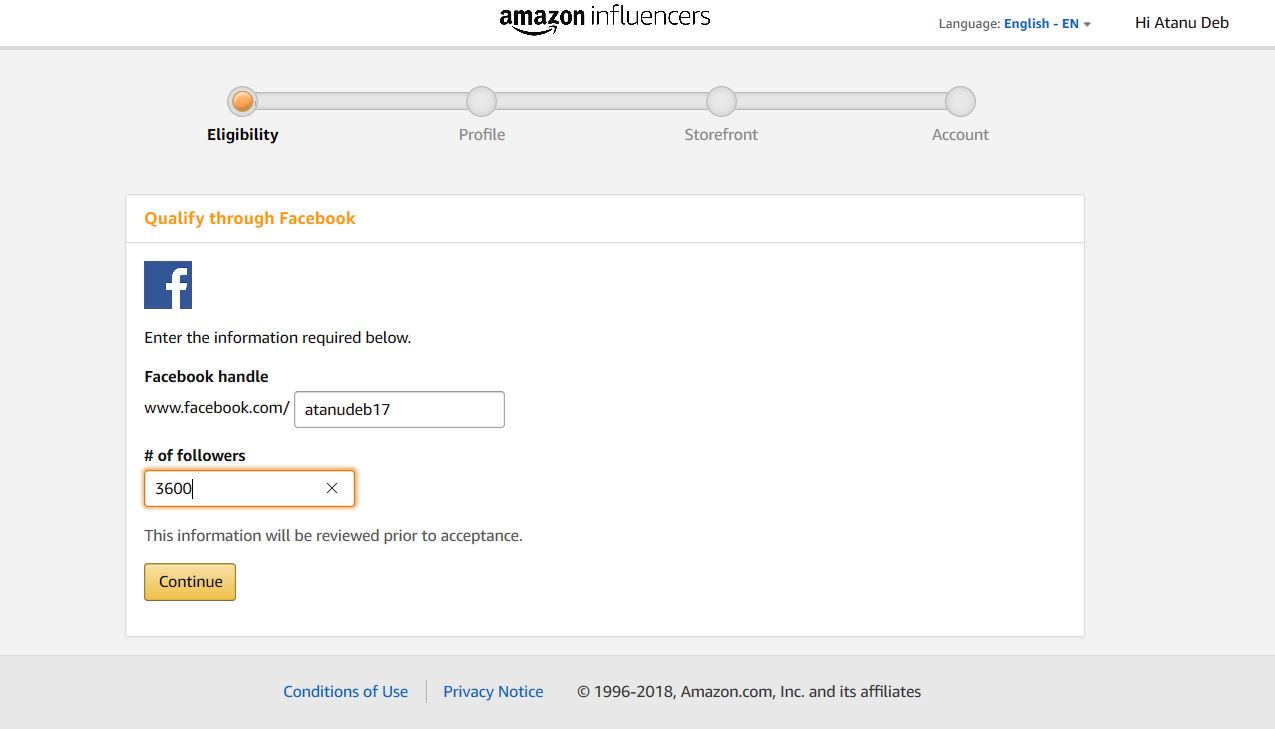 How to create Amazon Influencer Account