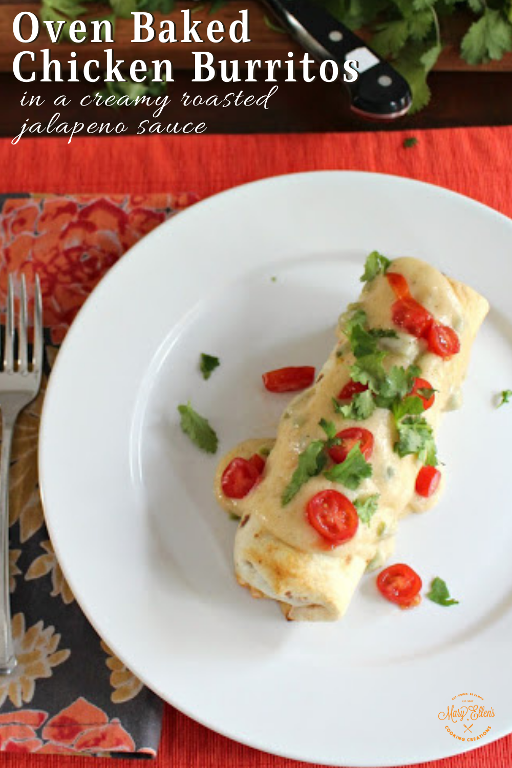 Mary Ellen's Cooking Creations Oven Baked Chicken Burritos in a Creamy